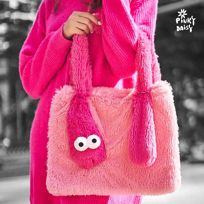 Hot Pink Snake Plush Shoulder Bag