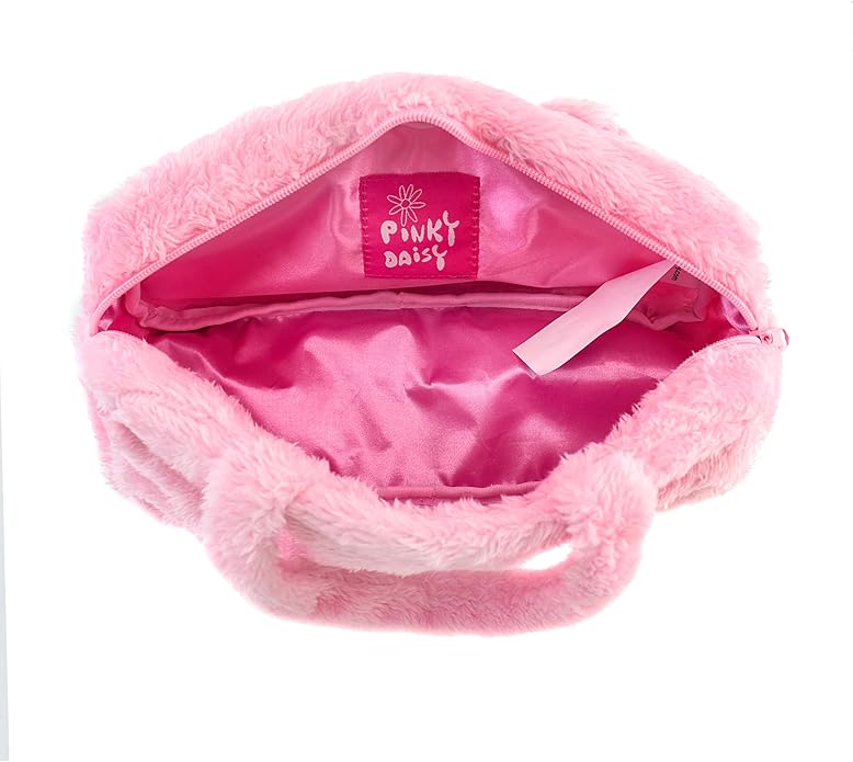 Velvet Pink Fluffy Cosmetics Bag - Soft & Fuzzy Purses for Women, Compact Makeup Bag with Secure Zipper Closure - Chic & Elegant Design